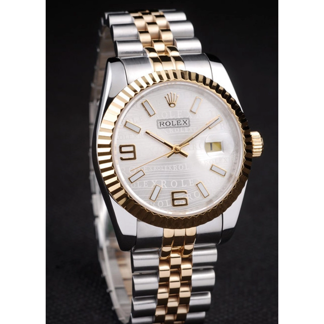 Aaa replica 98084 Dial DateJust Steel Stainless Silver Two 18k Gold Tone Plated Rolex 0514